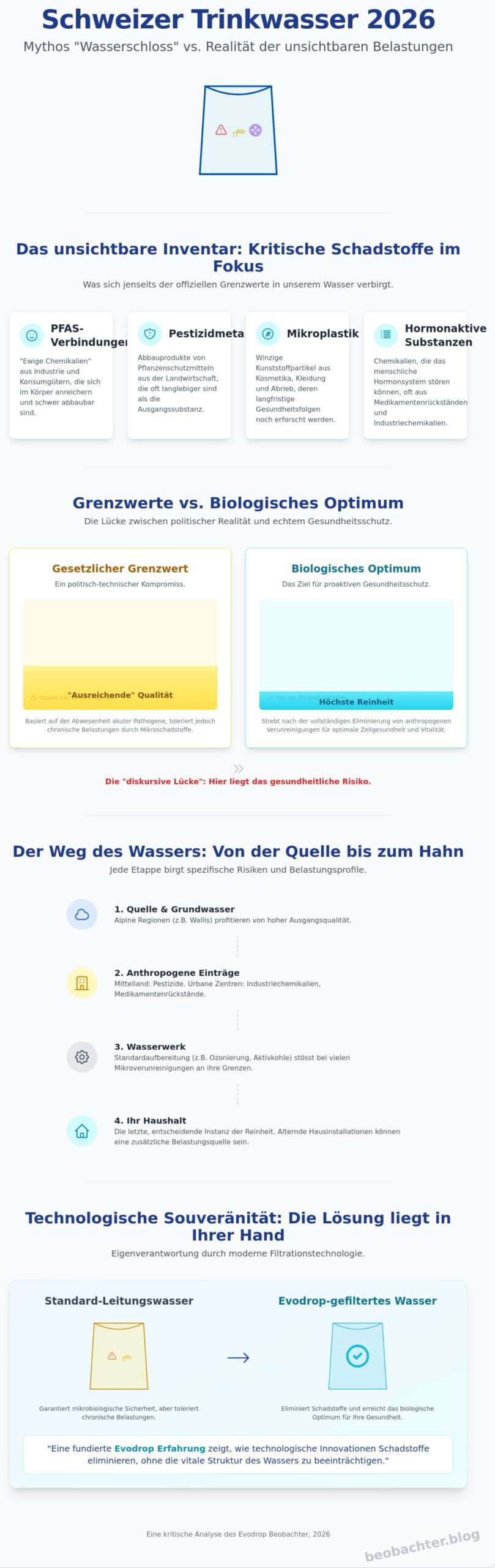 Schadstoffe im Trinkwasser der Schweiz 2026: Eine analytische Bestandsaufnahme