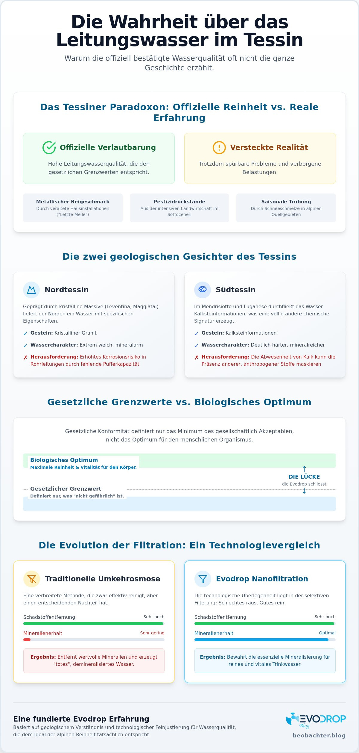 Leitungswasserqualität Tessin: Eine analytische Betrachtung zwischen alpiner Reinheit und systemischen Herausforderungen (2026)